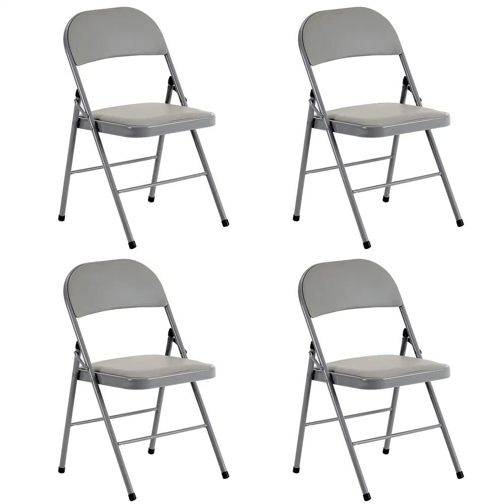 4pcs Elegant Foldable Iron & PVC Chairs For Convention & Exhibition Gray - view 6