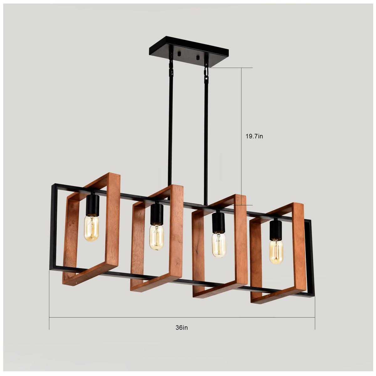 4-Light Kitchen Island Lights Pendant Light Farmhouse Dining Room Light Fixture - view 4