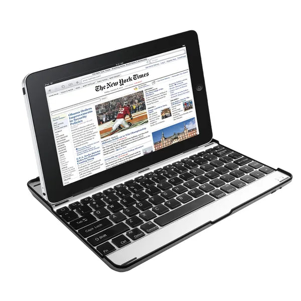 Silver And Black Aluminum Alloy Wireless Keyboard Tablet Cover - view 5