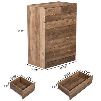 Gray Particleboard With Linen-textured Melamine Finish, 66 x 40 x 91cm, 3+2 Drawers - view 2
