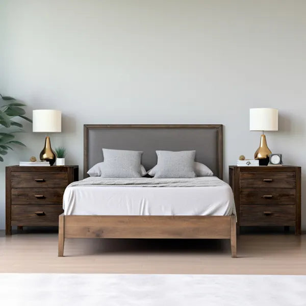Wood Nightstand End Side Table with 3 Drawer for Living Room, Bedroom - view 4