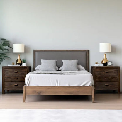 Wood Nightstand End Side Table with 3 Drawer for Living Room, Bedroom - view 4