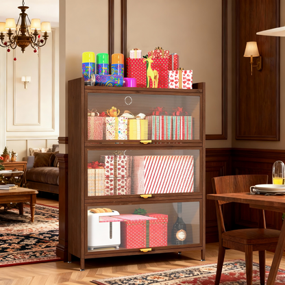 44'' Tall Metal 3 Flip Doors Cabinet, With Ample Storage Space For Bedroom, Office, Living Room, Hallway - view 8