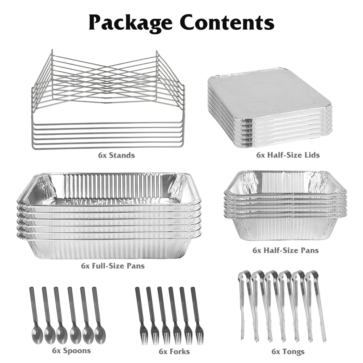 Set Of 42Pcs Disposable Chafing Dish Buffet Set Chafing Servers With Covers Spoons Forks Tongs Full-Size Pans Food - view 5