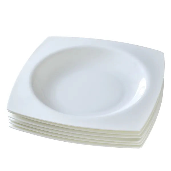 Salad Kitchen Plate Set For 6,Square Plate Sets For Elegant Dining,Microwave Safe White Plates Ceramic Tableware Set - view 4