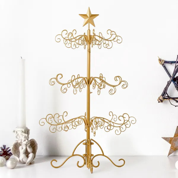 3ft Wrought Iron Christmas Tree, Metal Ornament Display Tree Stand For For Holiday Party Home Decor - view 3