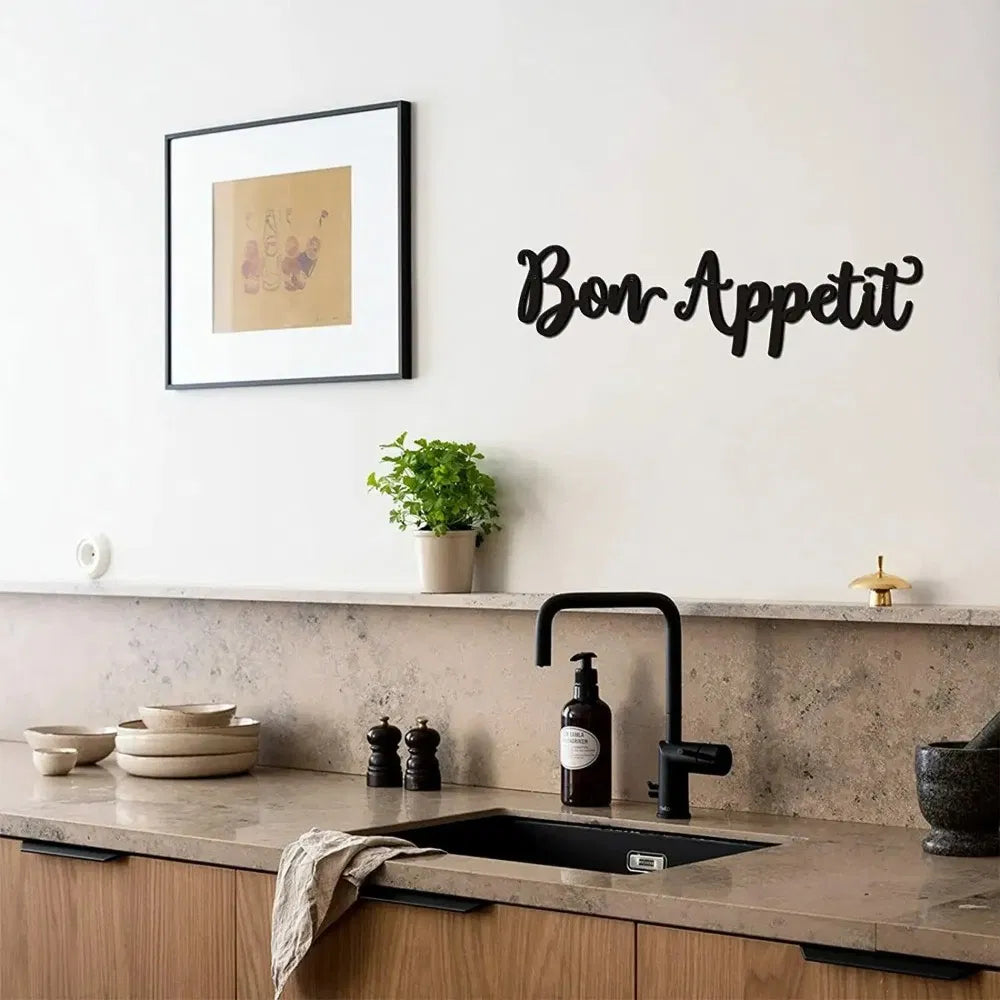 2pc Bon Appetit Wall Décor Bon Appetit Metal Wall Sign Farmhouse Kitchen Wall Art Living Room Bedroom Study Porch Decor - view 5