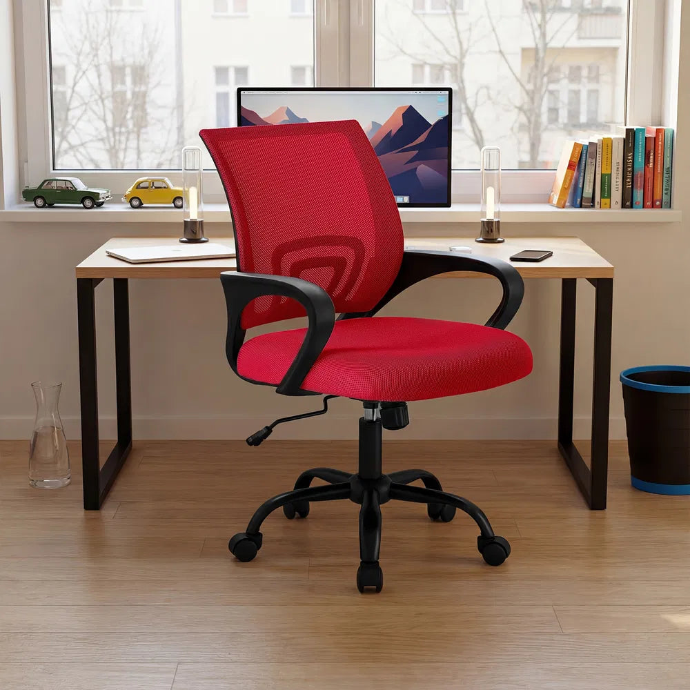 Ergonomic Office Desk Gaming Chair Mid Back With Lumbar Support Rocking Mode Height Adjustable With Fixed Armrest - view 7