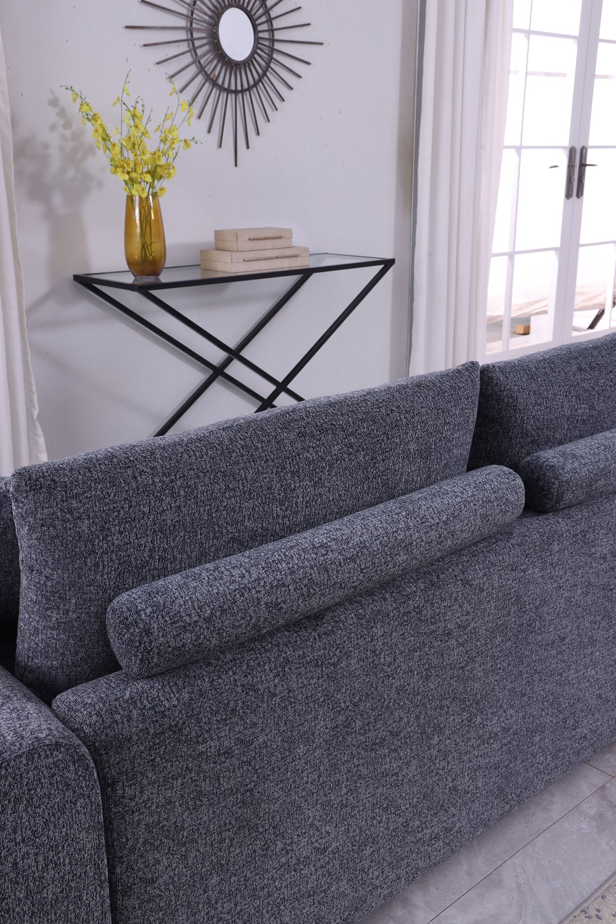 Modern Minimalist Comfortable Fabric GREY Sofa - view 8