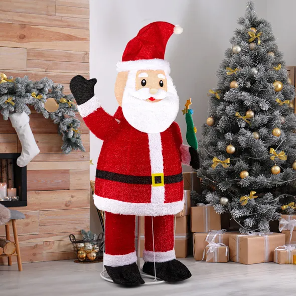 6FT Lighted Santa Christmas Yard Decorations, Pre-lit Pull Up Santa Waving Hand With 180 LED Warm White Lights - view 4