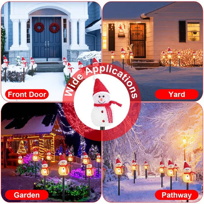 1Pc Solar Powered Lamp 3 Snowmen Outdoor Decorative Christmas Lamp Garden Stake Light IP55 Waterproof Santa Landscape - view 2