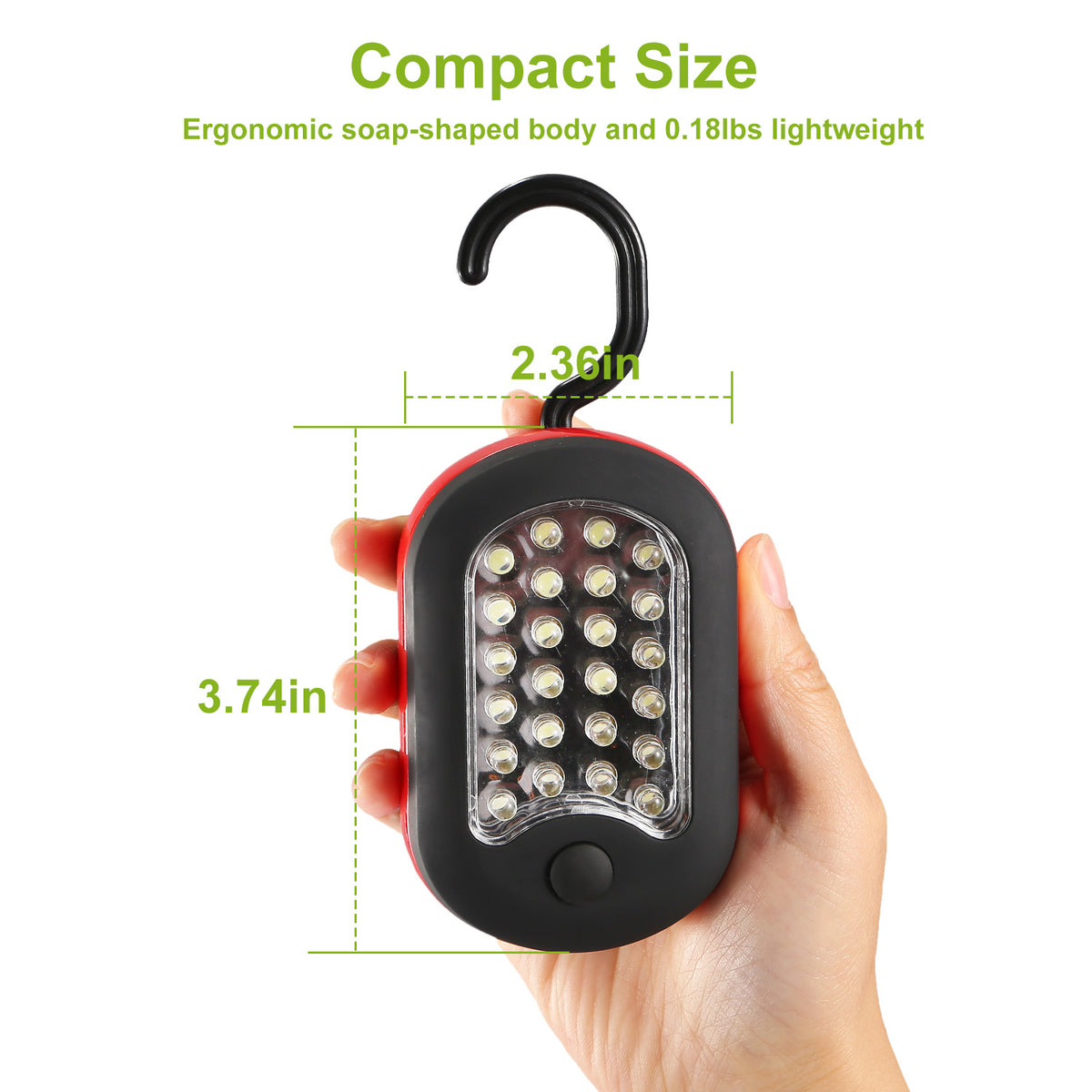 1Pc Magnetic LED Work Light With Hook Compact Flashlight For Camping Hiking Emergency - view 7