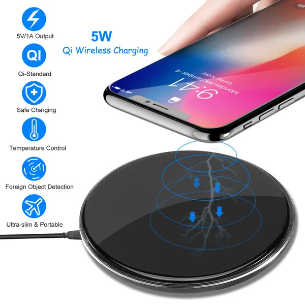 Wireless Charger Qi-Certified Ultra-Slim 5W Charging Pad For IPhone XS MAX/XR/XS/X / 8/8 Plus
