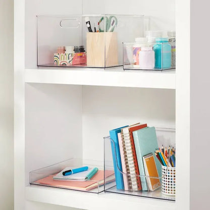 12" X 6" X 4" All Purpose Storage Bin - Clear Plastic Decorative Container, No Assembly Required