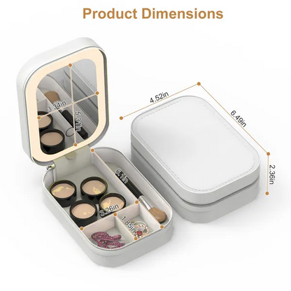 Portable Travel Makeup Bag With LED Mirror Rechargeable Beauty Mirror With 3 Color - view 2
