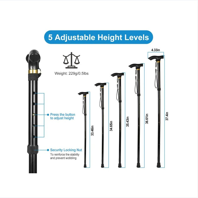 Black Male And Female Hikers Portable Mobility Aid Cane - view 3