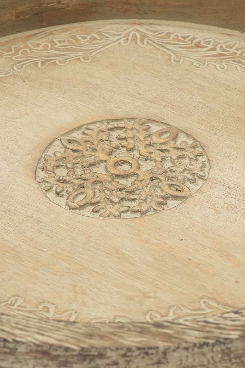 Round Mango Wood Serving Tray - 18inch Rustic Brown Design For Stylish Entertaining - view 3