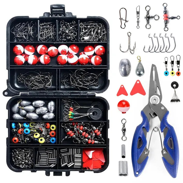 263pcs Outdoor Fishing Accessories Set With Tackle Box Including Plier Jig Hooks Sinker Weight Swivels Snaps Sinker - view 4