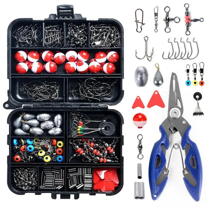 263pcs Outdoor Fishing Accessories Set With Tackle Box Including Plier Jig Hooks Sinker Weight Swivels Snaps Sinker - view 4
