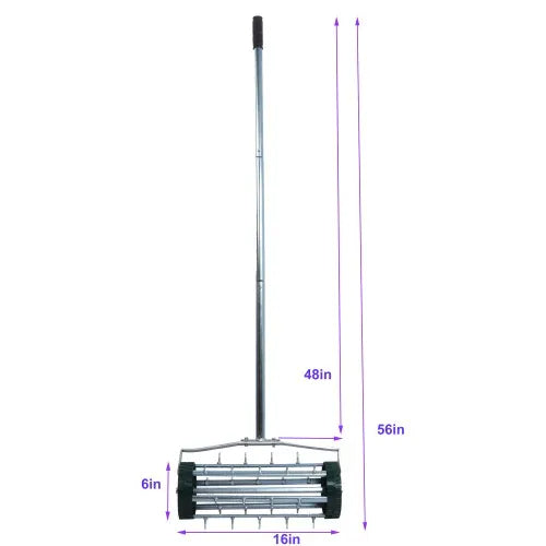 Heavy Duty Rotary Push Lawn Aerator With 3-Piece Long Steel Handle Spike Tine Design For Soil Aeration And Grass - view 2