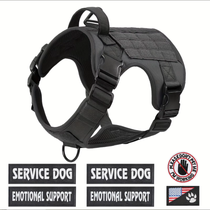Hiphoppet US Local Tactical Service Dog Harness Vest Adjustable Reflective No Pulling Large Dog Harness With Metal - view 2