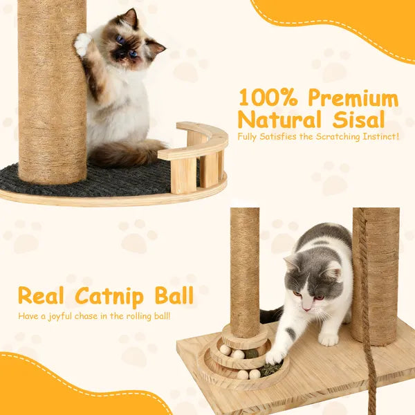 Floor To Ceiling Cat Tree, 6 Level Adjustable Height Climbing Tower With Thickened Scratching Posts - view 3