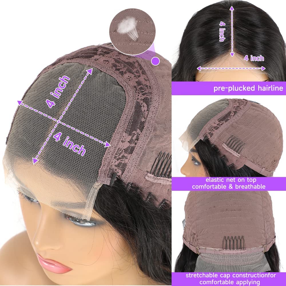 4x4 Lace Straight Human Hair Wig, Natural Color, Density - view 2