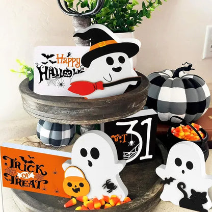 Ute Ghost Halloween Decorations Indoor, Wooden Tiered Tray Decor Table Sign Set Of 3 - view 6