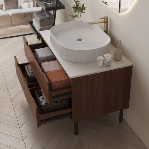 36 Inch Bathroom Vanity, Freestanding Or Wall Mounted With Ceramic Integrated Sink & Soft-Close Drawers - view 6