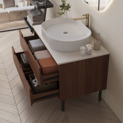36 Inch Bathroom Vanity, Freestanding Or Wall Mounted With Ceramic Integrated Sink & Soft-Close Drawers - view 6