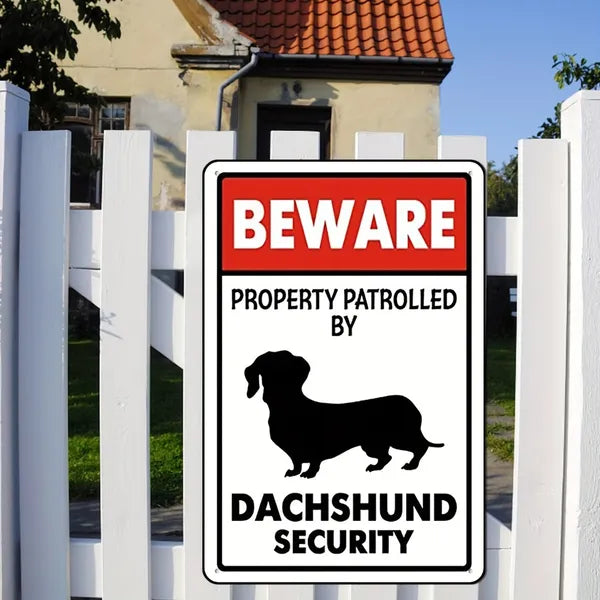 Metal Beware Of Dachshund Patrol Property Sign Aluminum Safety Sign Road Tin Sign For Outdoor Cafe Bar Club 8x12 Inches - view 3