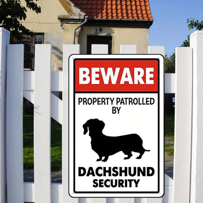 Metal Beware Of Dachshund Patrol Property Sign Aluminum Safety Sign Road Tin Sign For Outdoor Cafe Bar Club 8x12 Inches - view 3