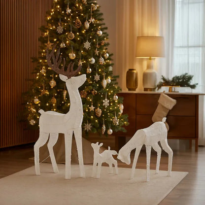 3-Piece Lighted Christmas Reindeer Family Set Outdoor Decorations, Weather Proof Deer Family Set Of 3 Christmas - view 9