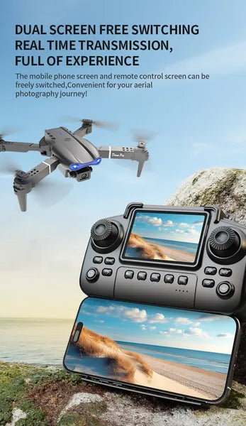 The E99 PRO Drone Is Equipped With A 4.91-inch Screen Controller, An SD Card, 2 Batteries, A Brushless Motor - view 2