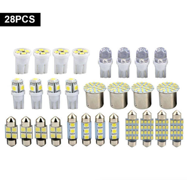 28pcs Car Interior White Combo LED Map Dome Door Trunk License Plate Light Bulbs - view 4