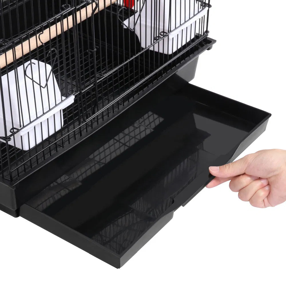 39" H Metal Bird Cage Large Roof Top Huge House for Small Birds, Black - view 3