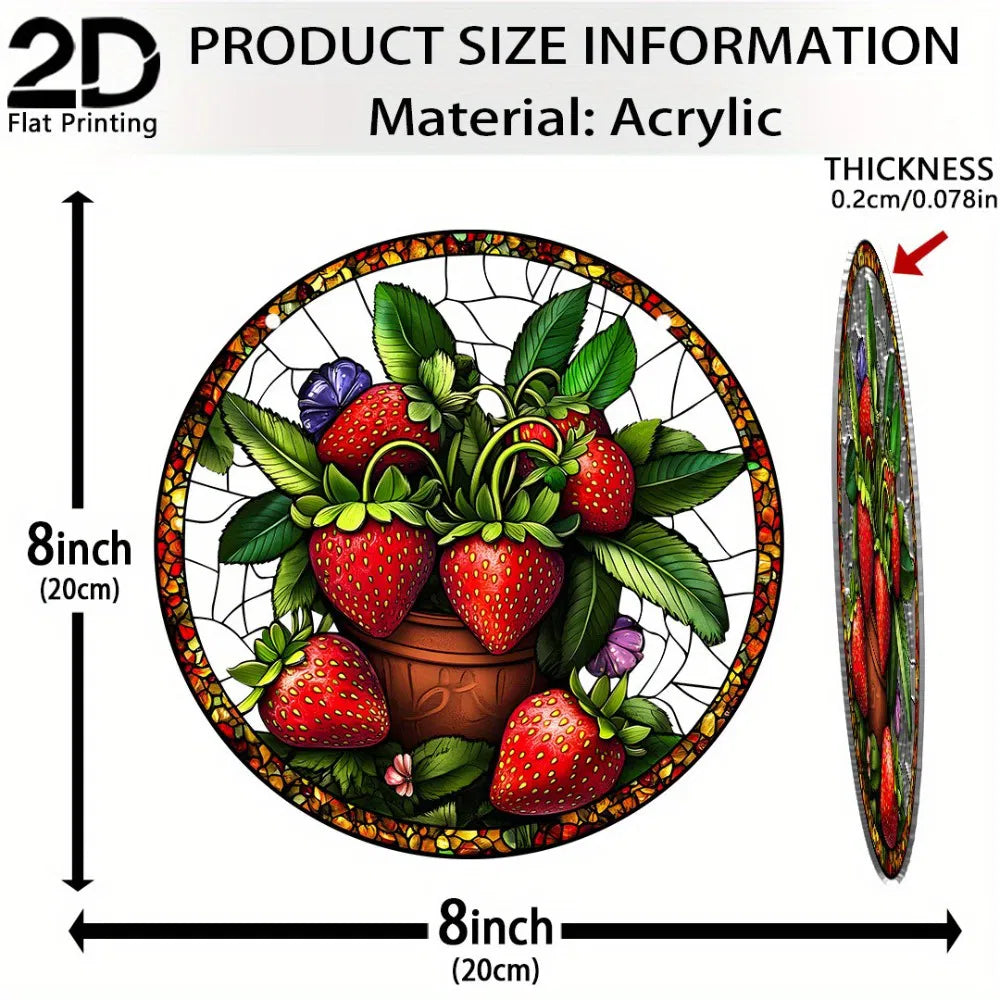 Acrylic Strawberry Hanging Decor Colorful Window Wall Art Garden Ornament Unique Gift for Nature Lovers - view 2