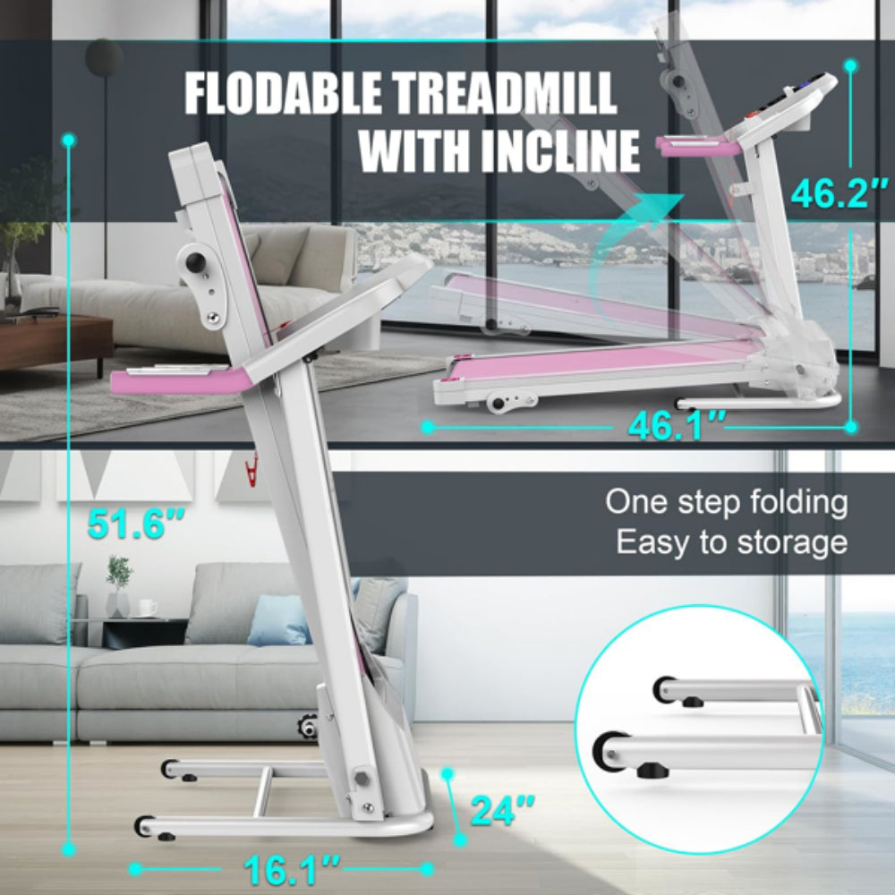 Compact Folding Treadmill For Home - 2.5HP Quiet Brushless Motor, 3-Level Incline - view 2