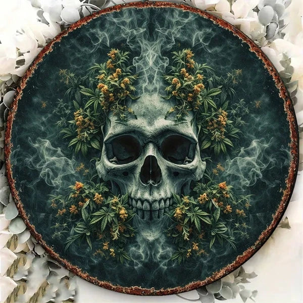 1pc 8x8in Vintage Gothic Skull & Flowers Sign, Vintage Gothic Skull & Flowers Sign, Skull & Flowers Sign - view 5