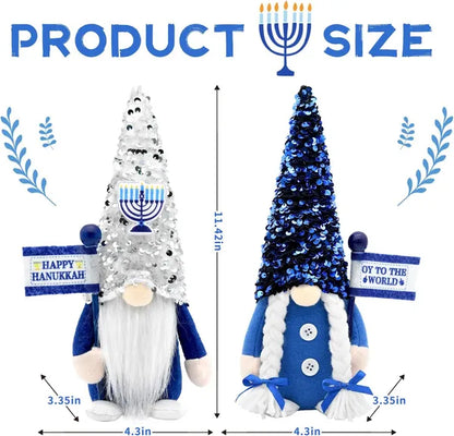 Hanukkah Gnomes Decorations For Home Indoor, Hanukkah Menorah Plush Decor, Jewish - view 3