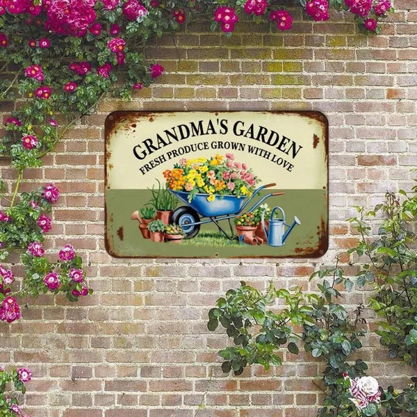 Grandma's Garden Vintage Metal Sign Garden Grown With Love Wall Decor Farmhouse Sign Gift For Mom - view 3