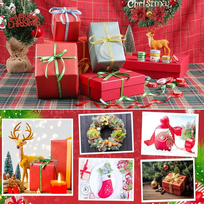 20 Rolls 100 Yards Christmas Ribbon For Gift Wrapping, 3/8 Inch Printed Christmas Grosgrain Ribbon - view 3