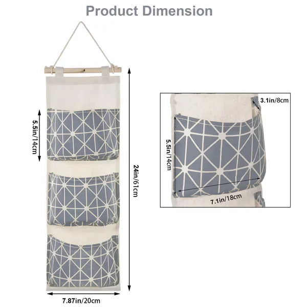 Wall Mounted Storage Bag Door Closet Hanging Storage Bag Organizer Waterproof 3 Pockets Pouch - view 3