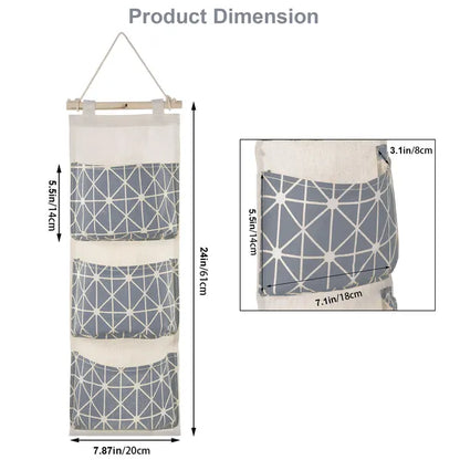 Wall Mounted Storage Bag Door Closet Hanging Storage Bag Organizer Waterproof 3 Pockets Pouch - view 3