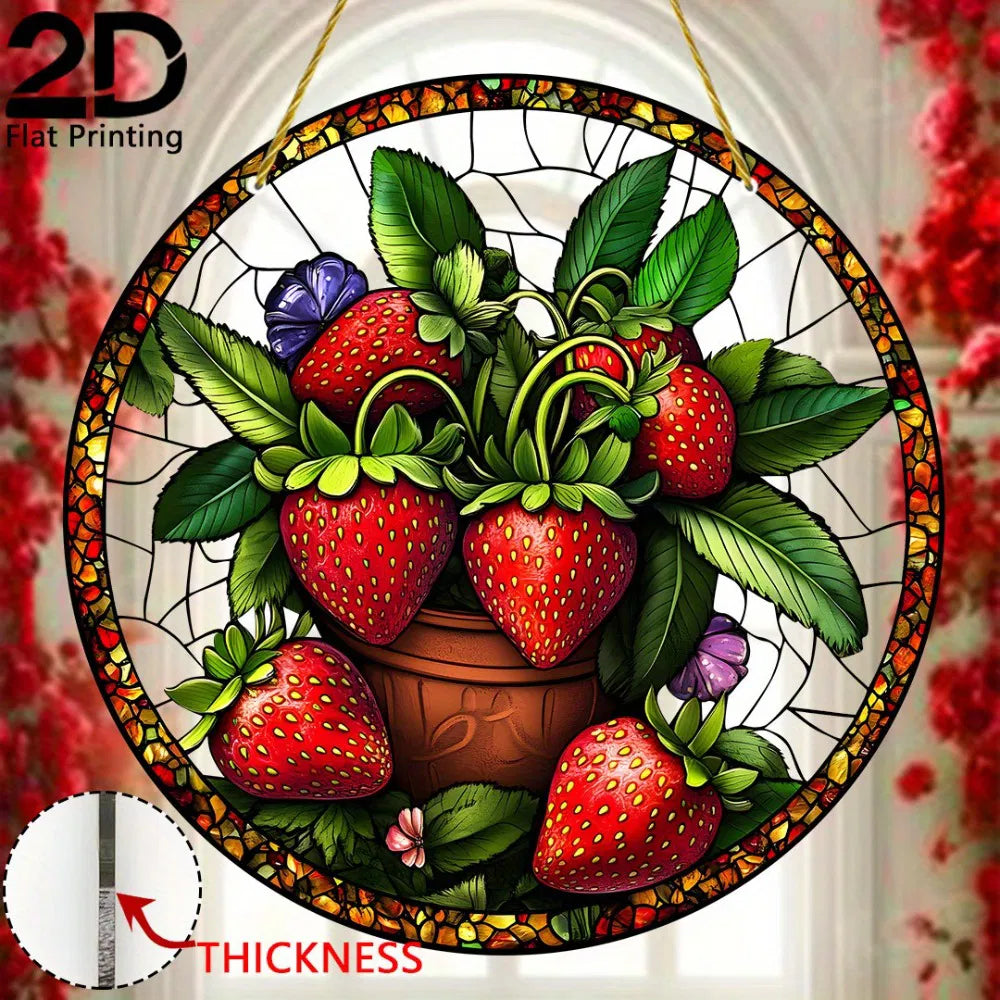 Acrylic Strawberry Hanging Decor Colorful Window Wall Art Garden Ornament Unique Gift for Nature Lovers - view 3