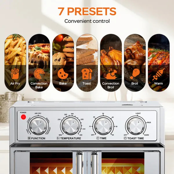 PlumChef 29.5 QT French Door Air Fryer Convection Toaster Oven, Extra Large 6 Slices, 1700W - view 2