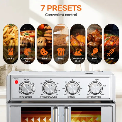 PlumChef 29.5 QT French Door Air Fryer Convection Toaster Oven, Extra Large 6 Slices, 1700W - view 2
