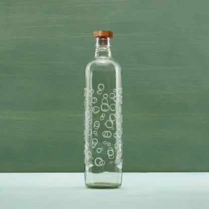 Bubbles Glass Water Bottle With Wooden Stopper-750 Ml - view 2