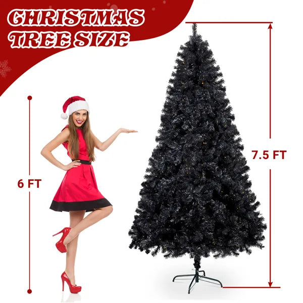 7.5 FT Pre-lit Artificial Christmas Tree, Hinged Xmas Pine Tree With 1350 Branch Tips - view 3