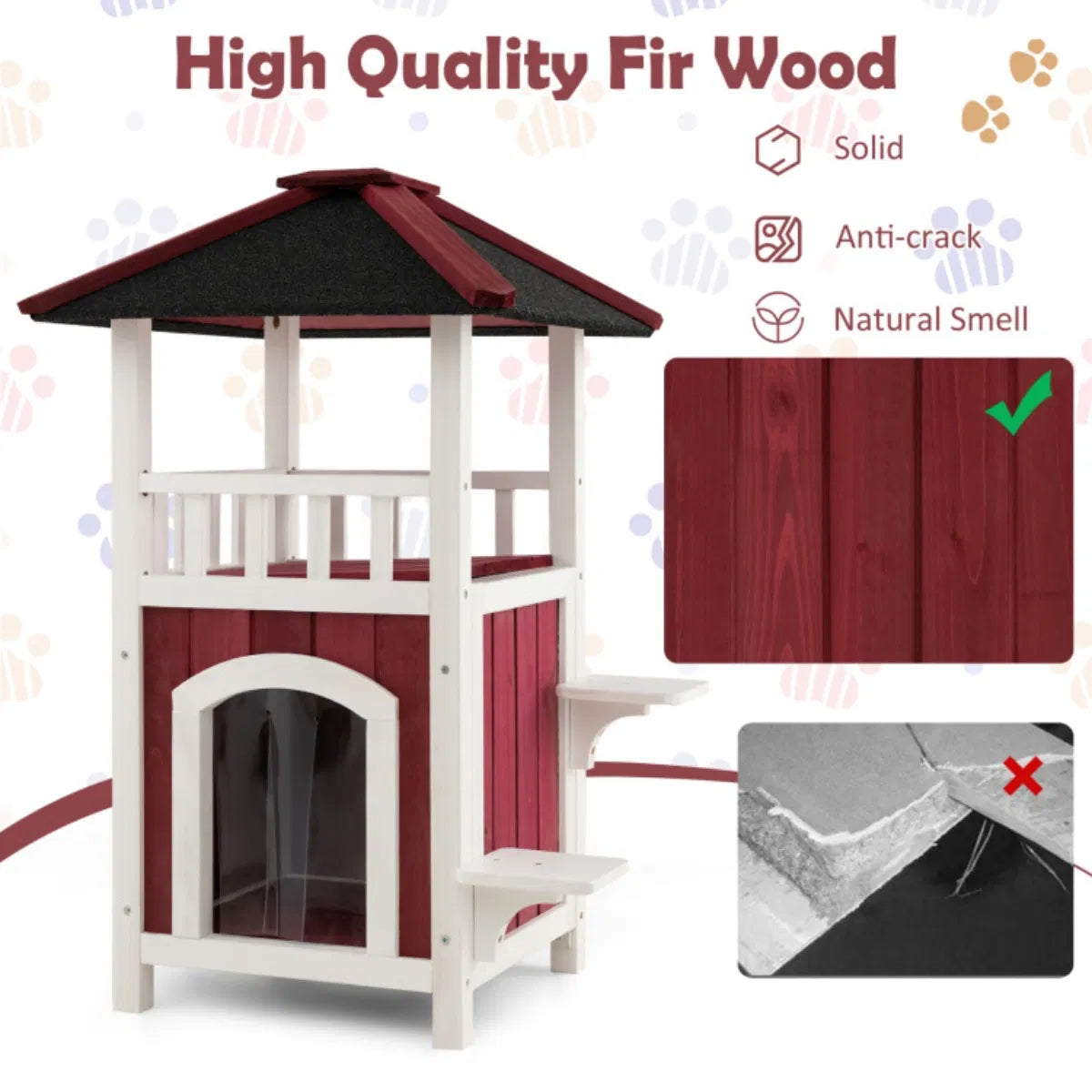 34" H Wooden Cat House - view 8